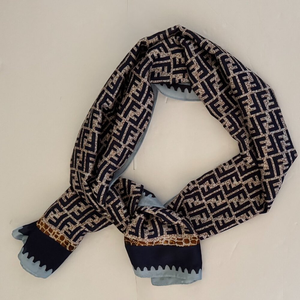 Fendi Zucca Monogram 100% Silk Scarf